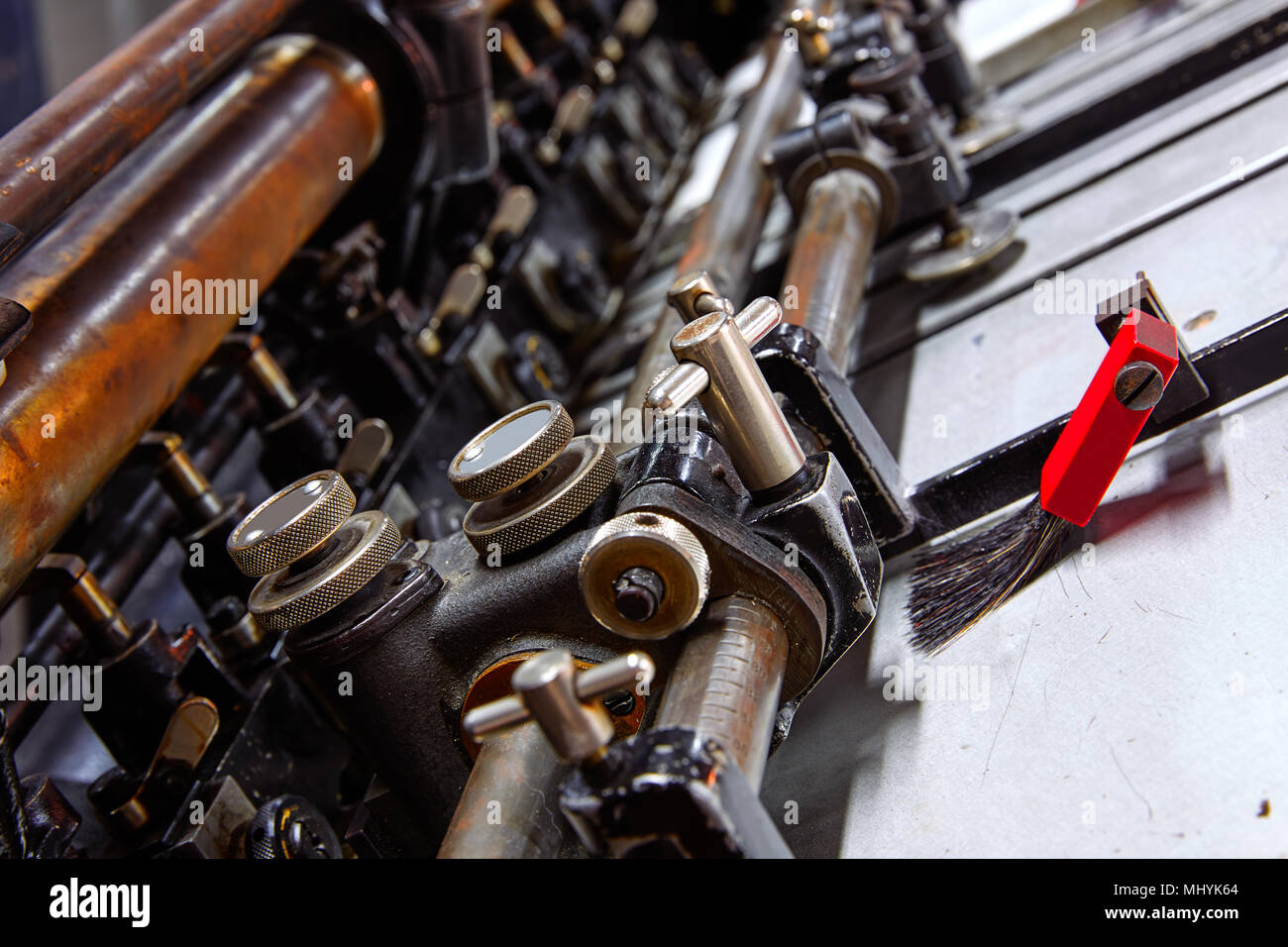 Printer lithography cylinder machine in a printing factory Stock Photo