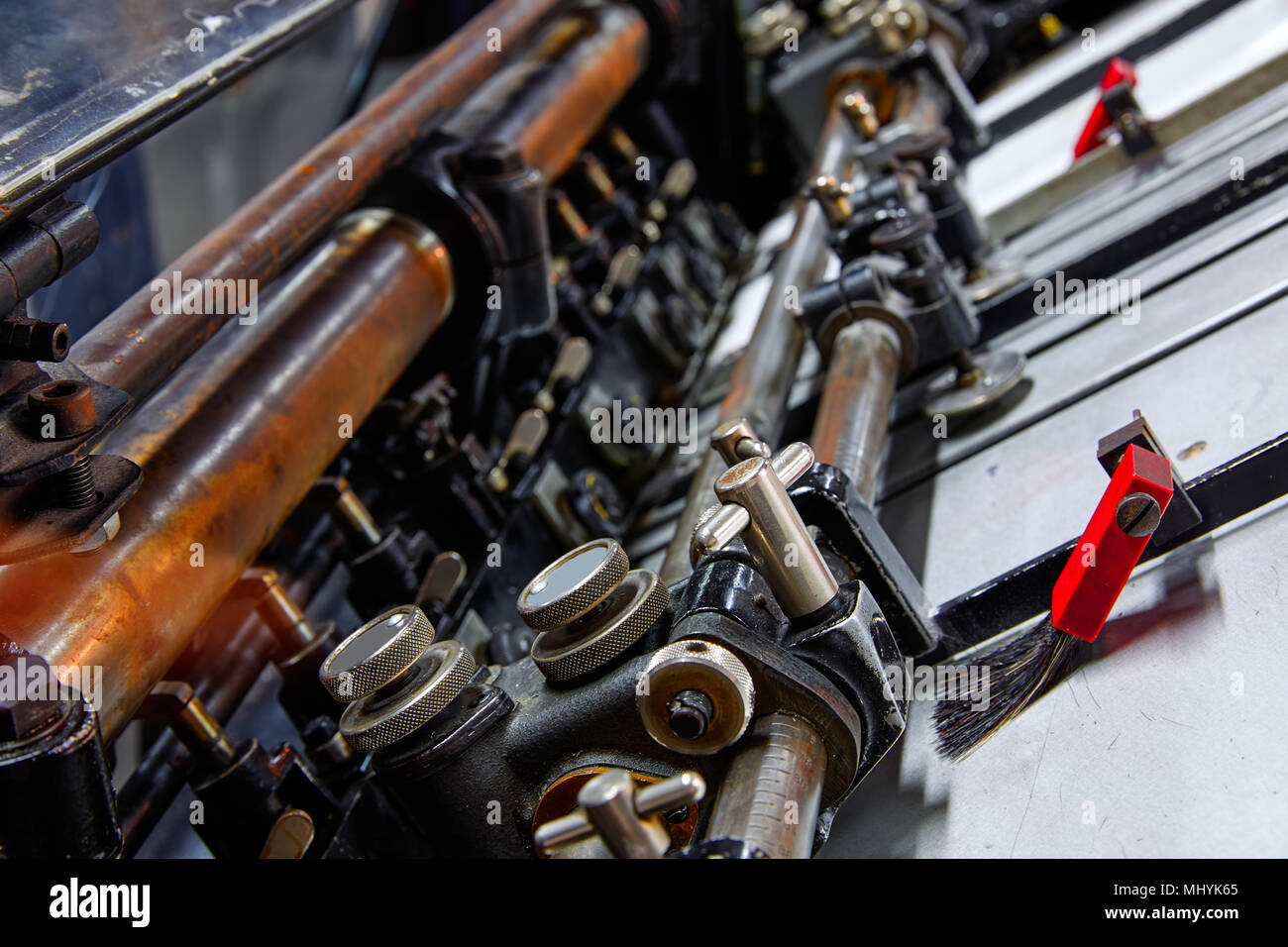 Printer lithography cylinder machine in a printing factory Stock Photo