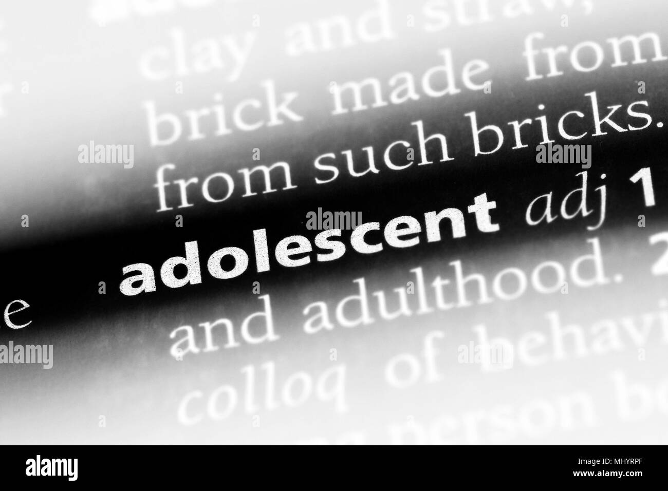 adolescent word in a dictionary. adolescent concept Stock Photo Alamy
