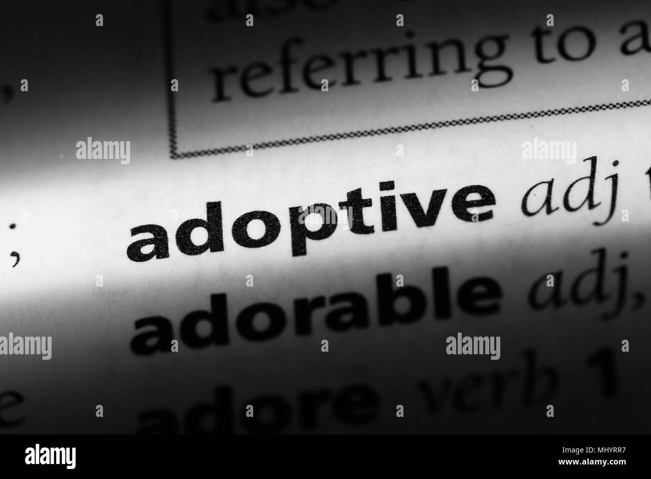 adoptive word in a dictionary. adoptive concept Stock Photo  Alamy