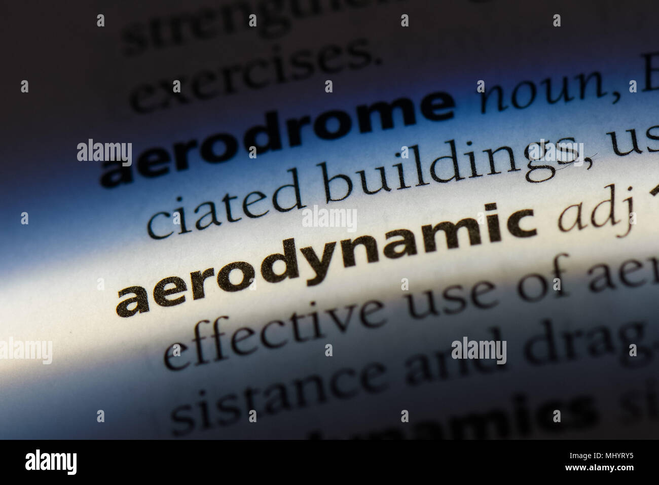 aerodynamic word in a dictionary. aerodynamic concept Stock Photo - Alamy