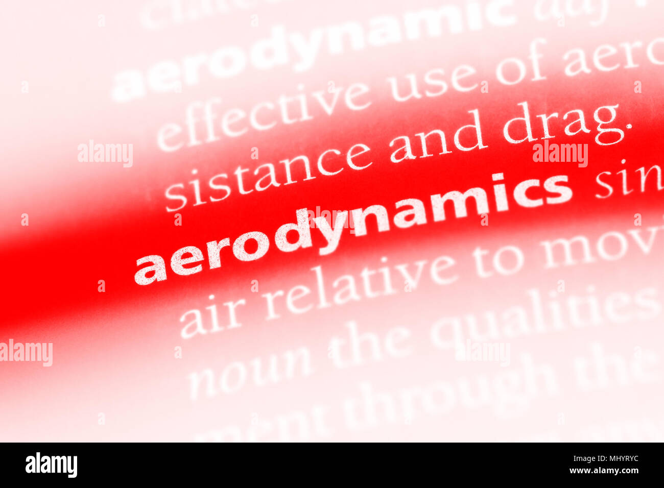 aerodynamics word in a dictionary. aerodynamics concept Stock Photo - Alamy image.