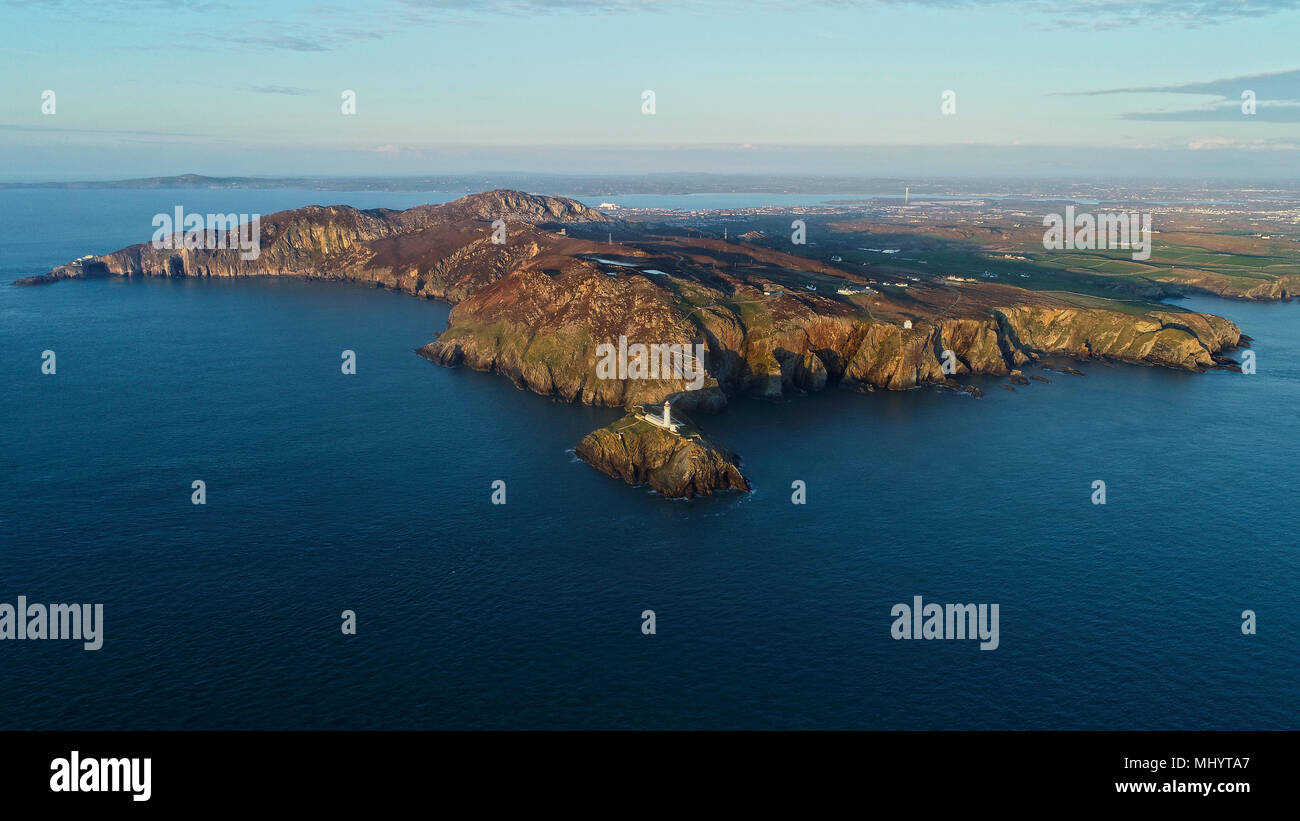 South Stack Light House Aerial Shot, Holyhead, Anglesey, Wales Stock Photo