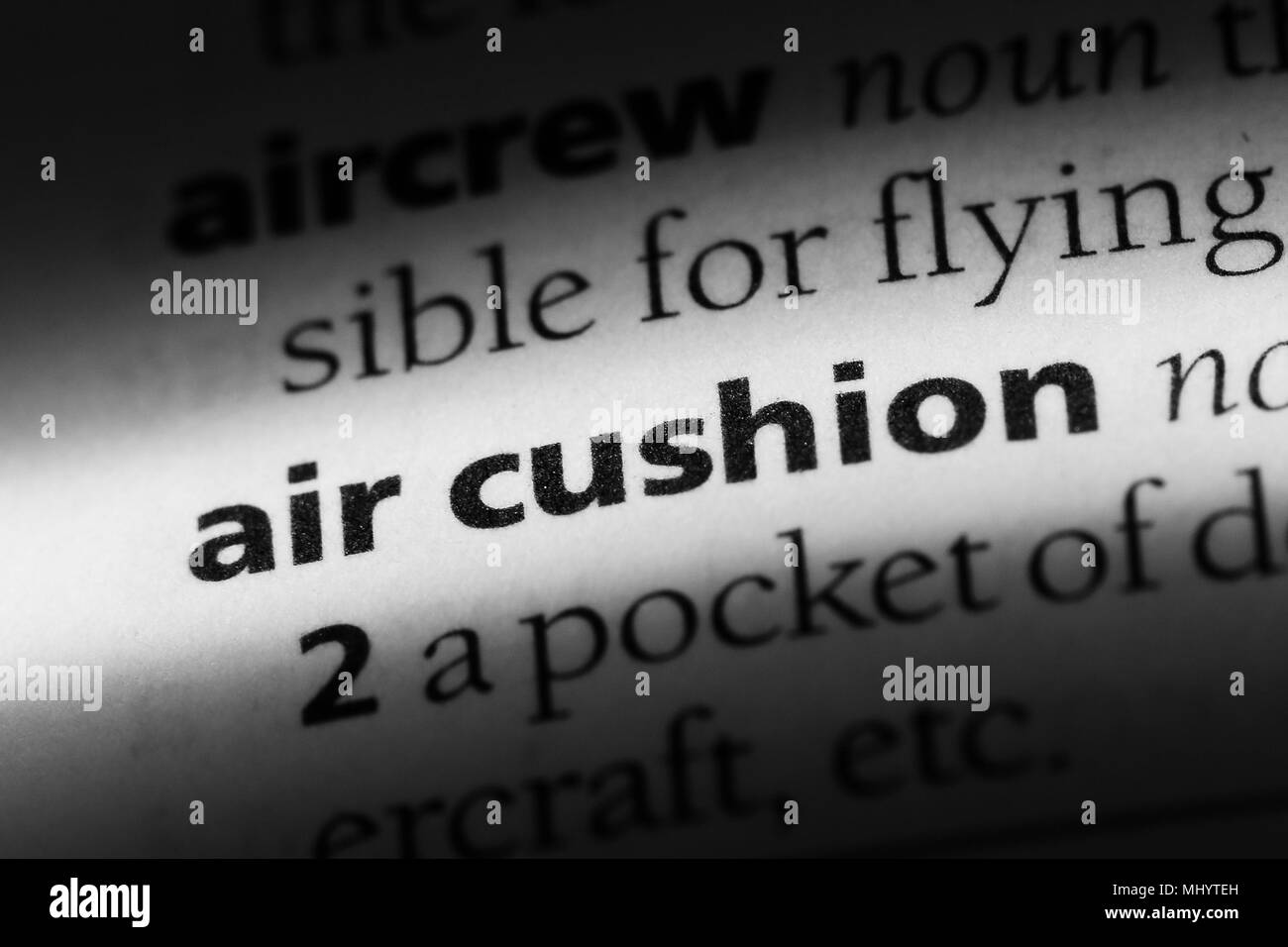 air cushion word in a dictionary. air cushion concept. Stock Photo