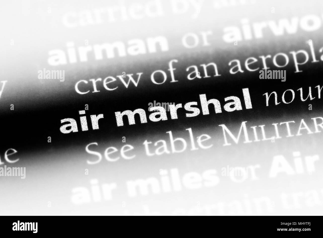 air marshal word in a dictionary. air marshal concept. Stock Photo