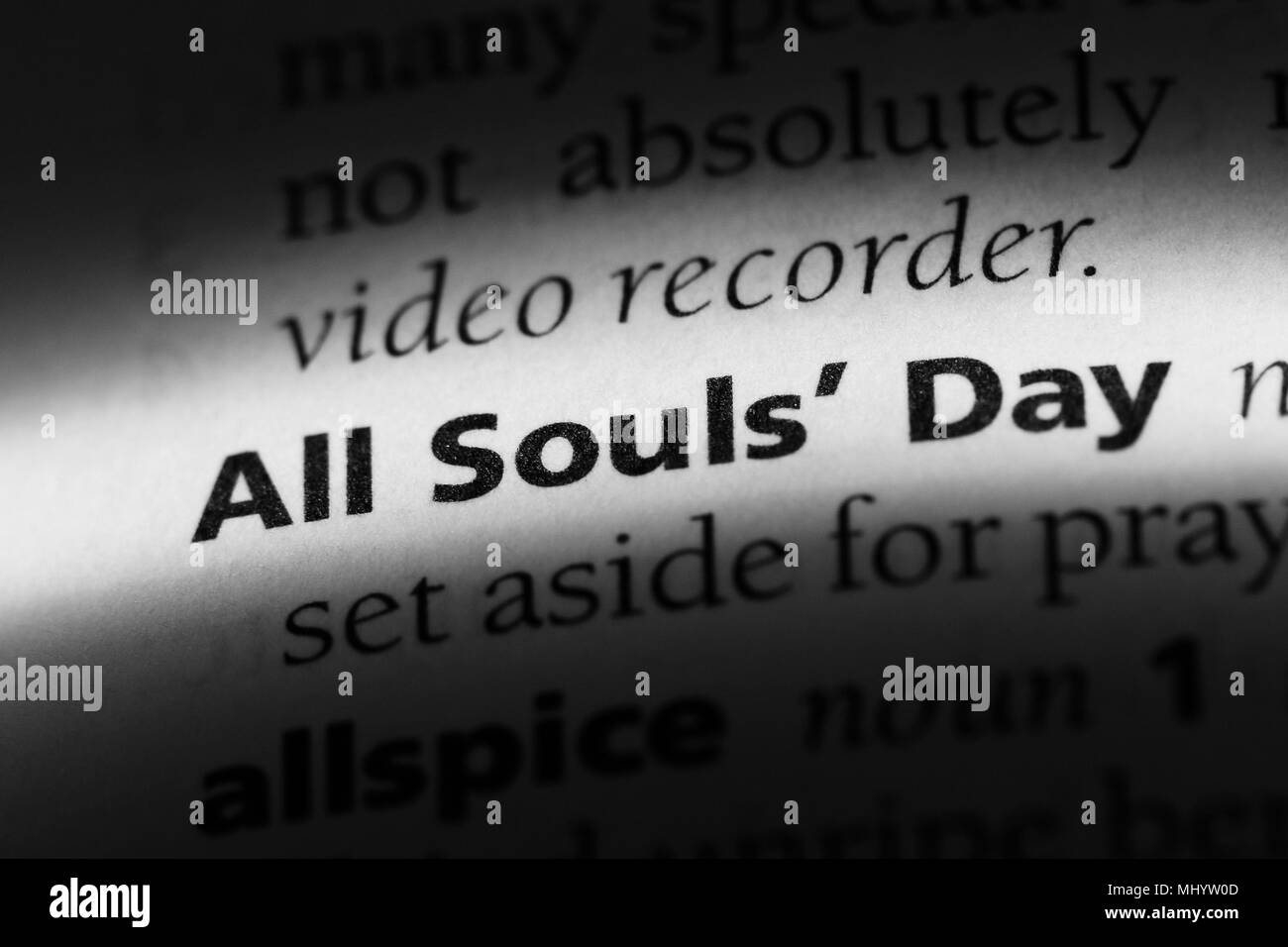 all souls day word in a dictionary. all souls day concept Stock Photo