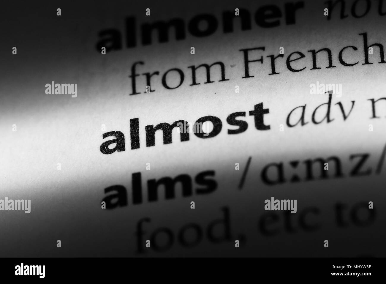 Word writing text almost Black and White Stock Photos & Images - Alamy