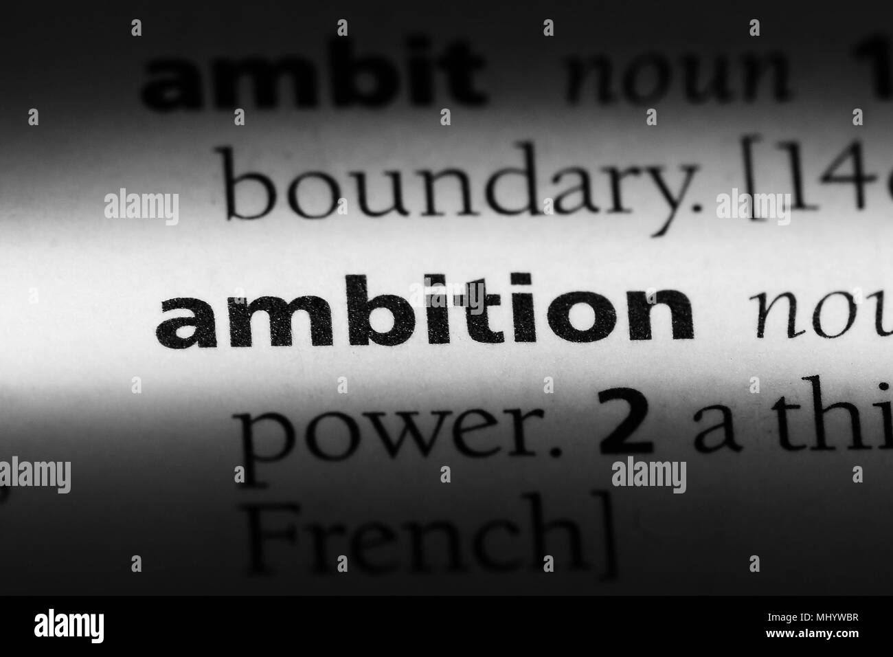 ambition word in a dictionary. ambition concept Stock Photo Alamy