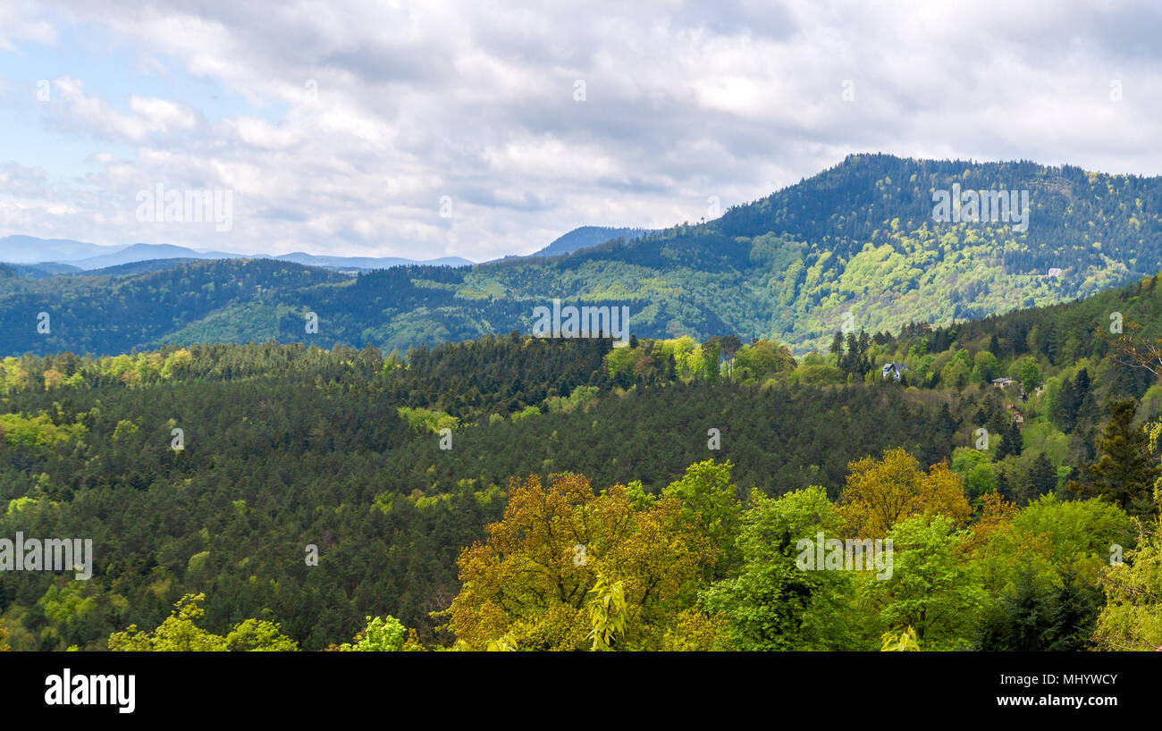 View of Vosges mountains in Alsace - France Stock Photo