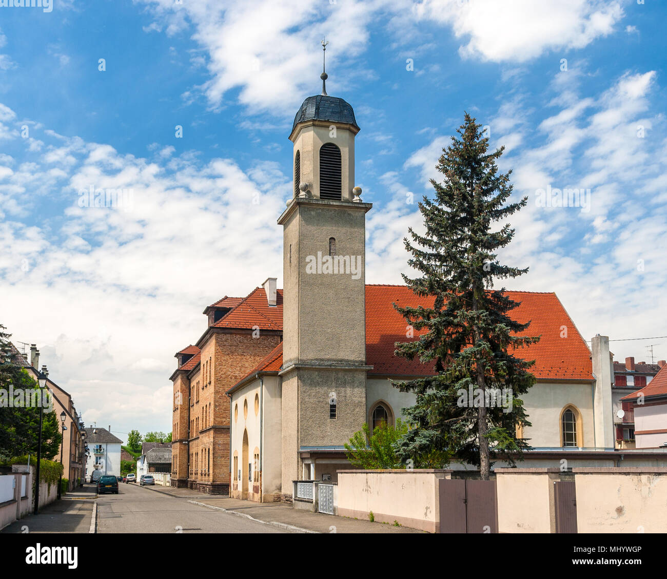 Temple Protestant in Neuf-Brisach - Alsace, France Stock Photo