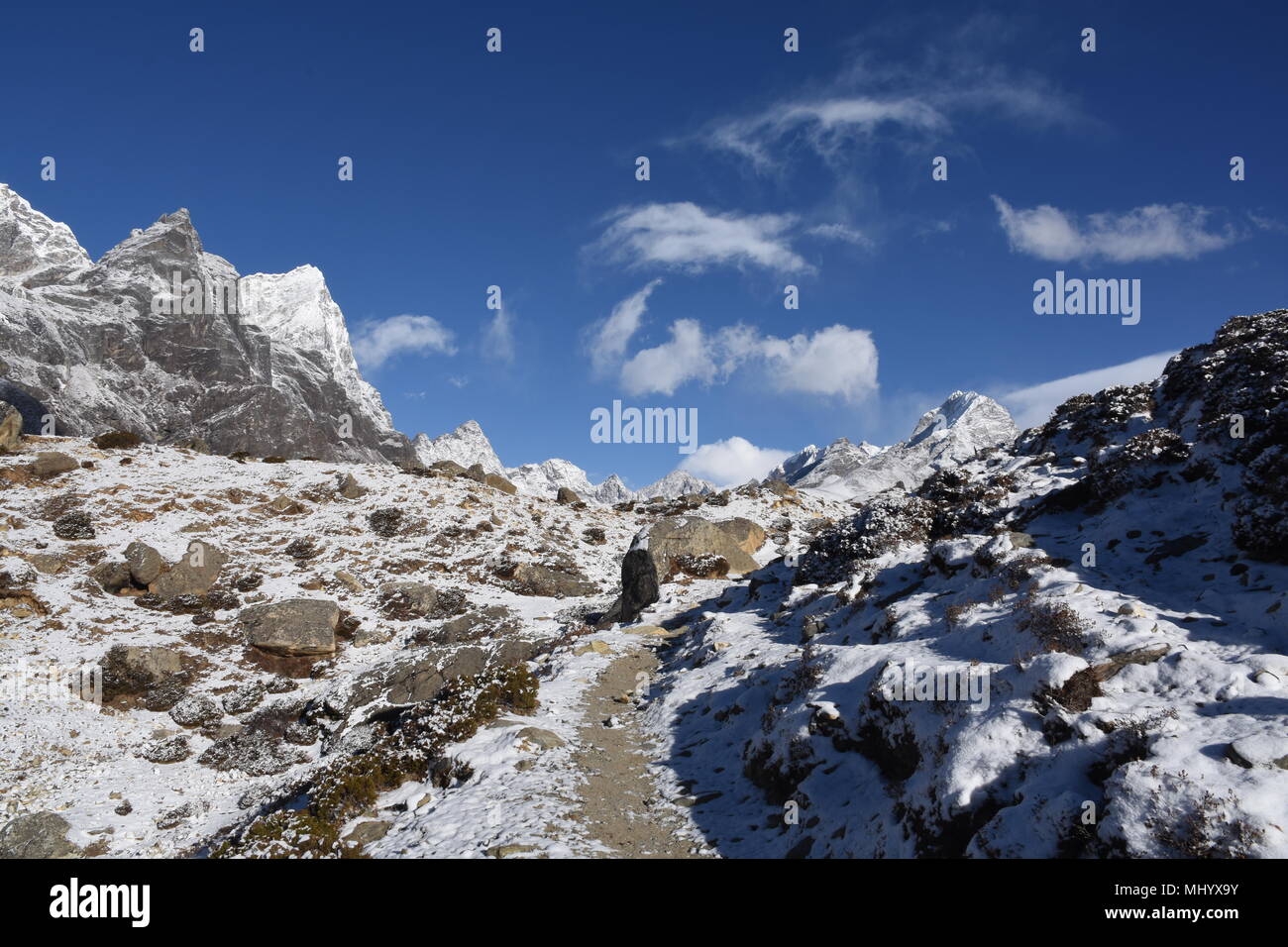 EBC Trek to Dingboche in the Himalayas, Nepal Stock Photo