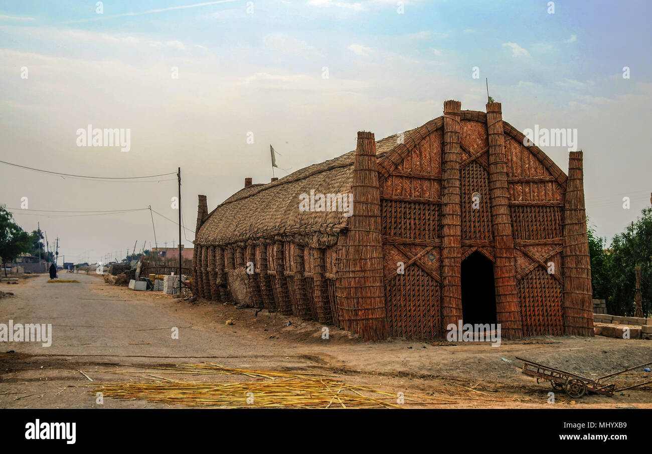 Mudhif, the traditional house of Marsh arabs aka madan. Iraq Stock Photo