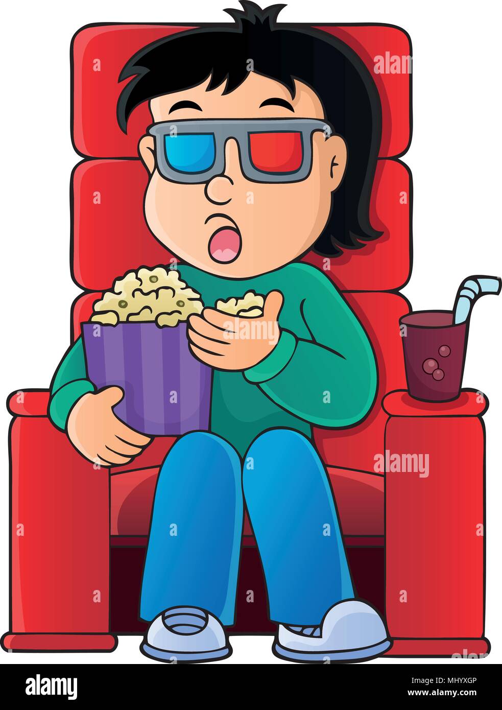 Boy in cinema theme image 1 - eps10 vector illustration. Stock Vector