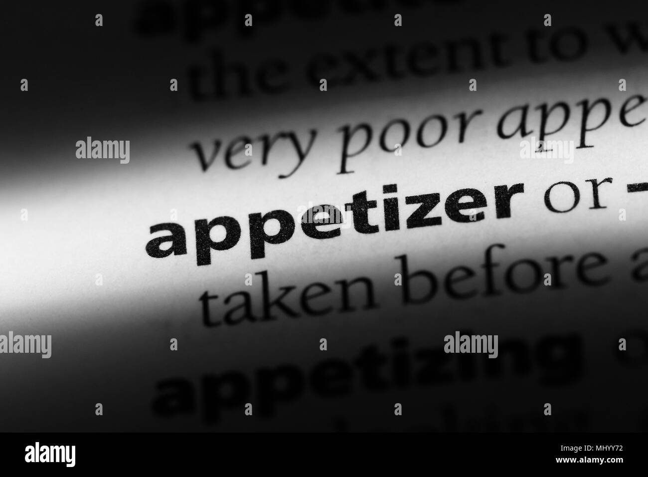 appetizer word in a dictionary. appetizer concept Stock Photo Alamy