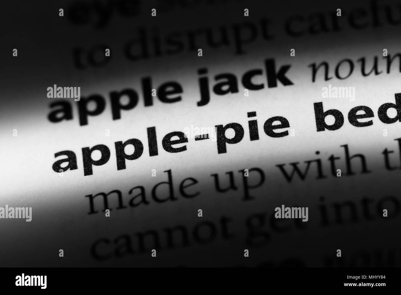 apple pie word in a dictionary. apple pie concept. Stock Photo