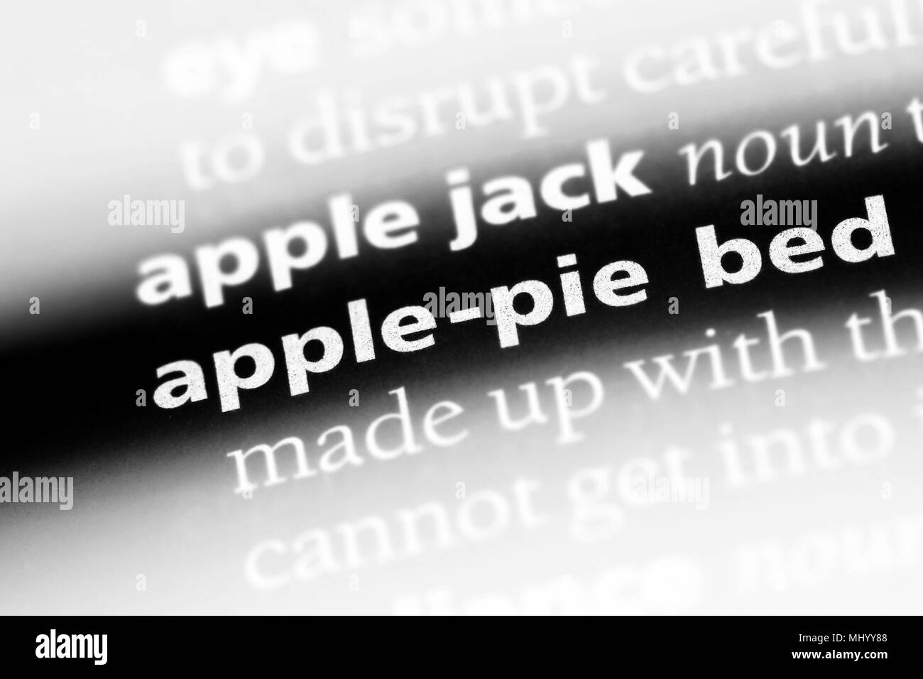 apple pie word in a dictionary. apple pie concept. Stock Photo