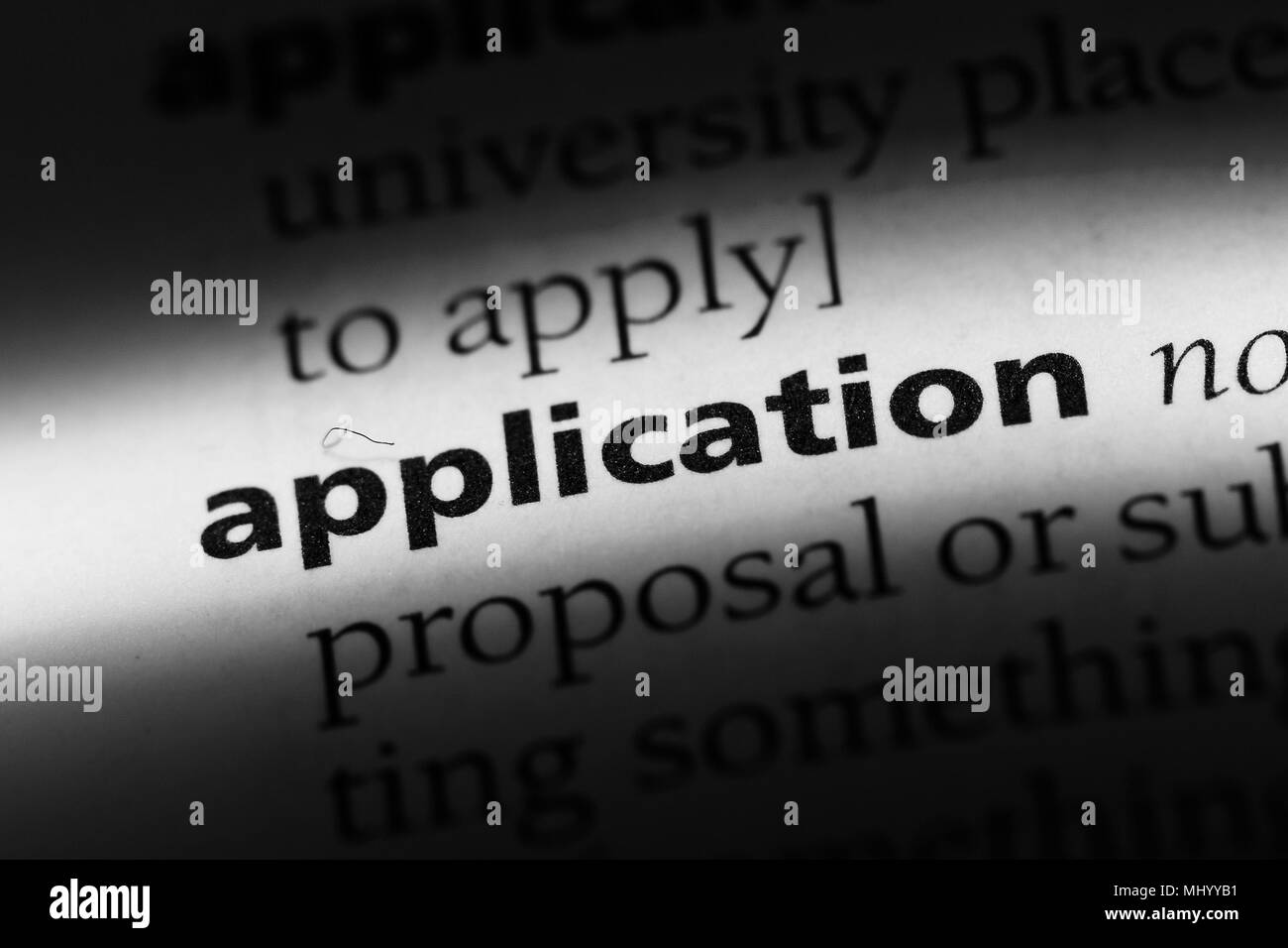 Word writing text application Black and White Stock Photos & Images - Alamy