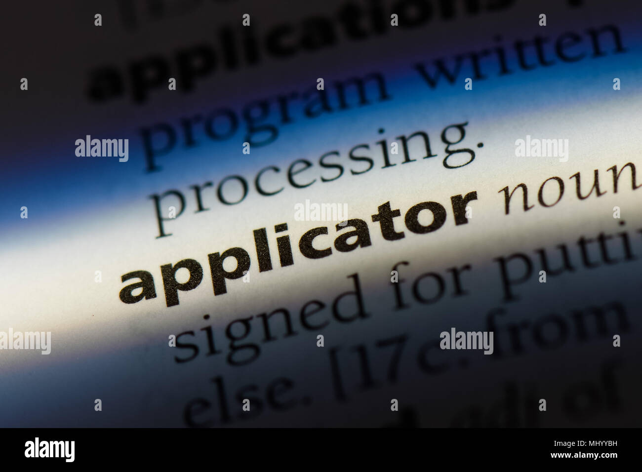 applicator word in a dictionary. applicator concept Stock Photo Alamy