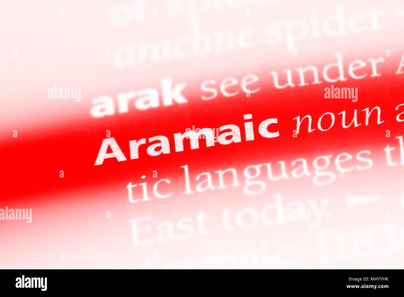 aramaic word in a dictionary. aramaic concept. Stock Photo