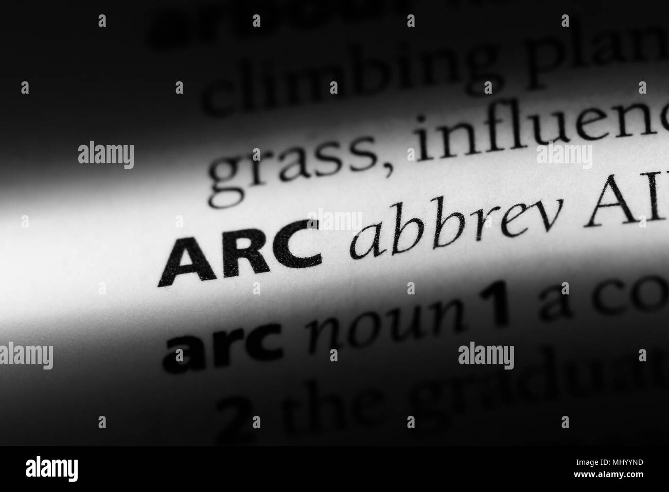 arc word in a dictionary. arc concept Stock Photo Alamy