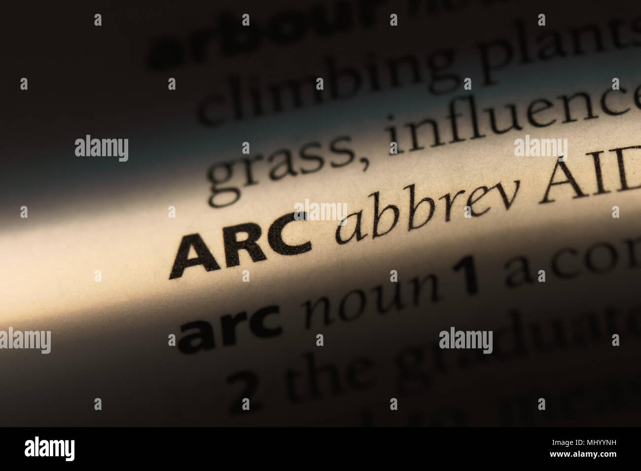 arc word in a dictionary. arc concept Stock Photo Alamy