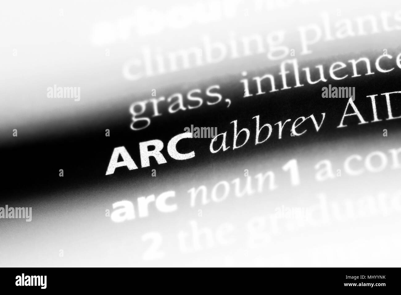 arc word in a dictionary. arc concept Stock Photo Alamy