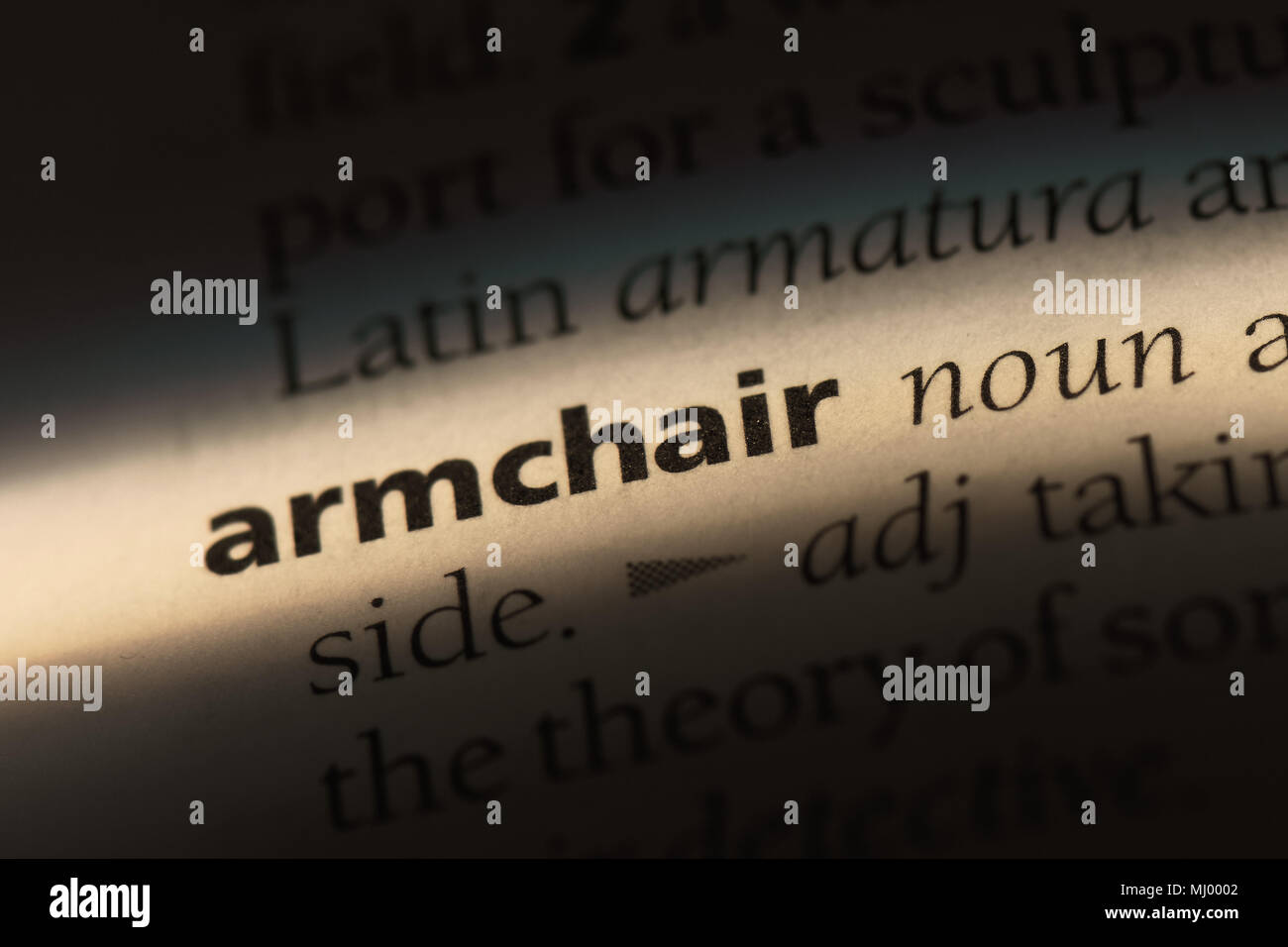 armchair word in a dictionary. armchair concept Stock Photo Alamy