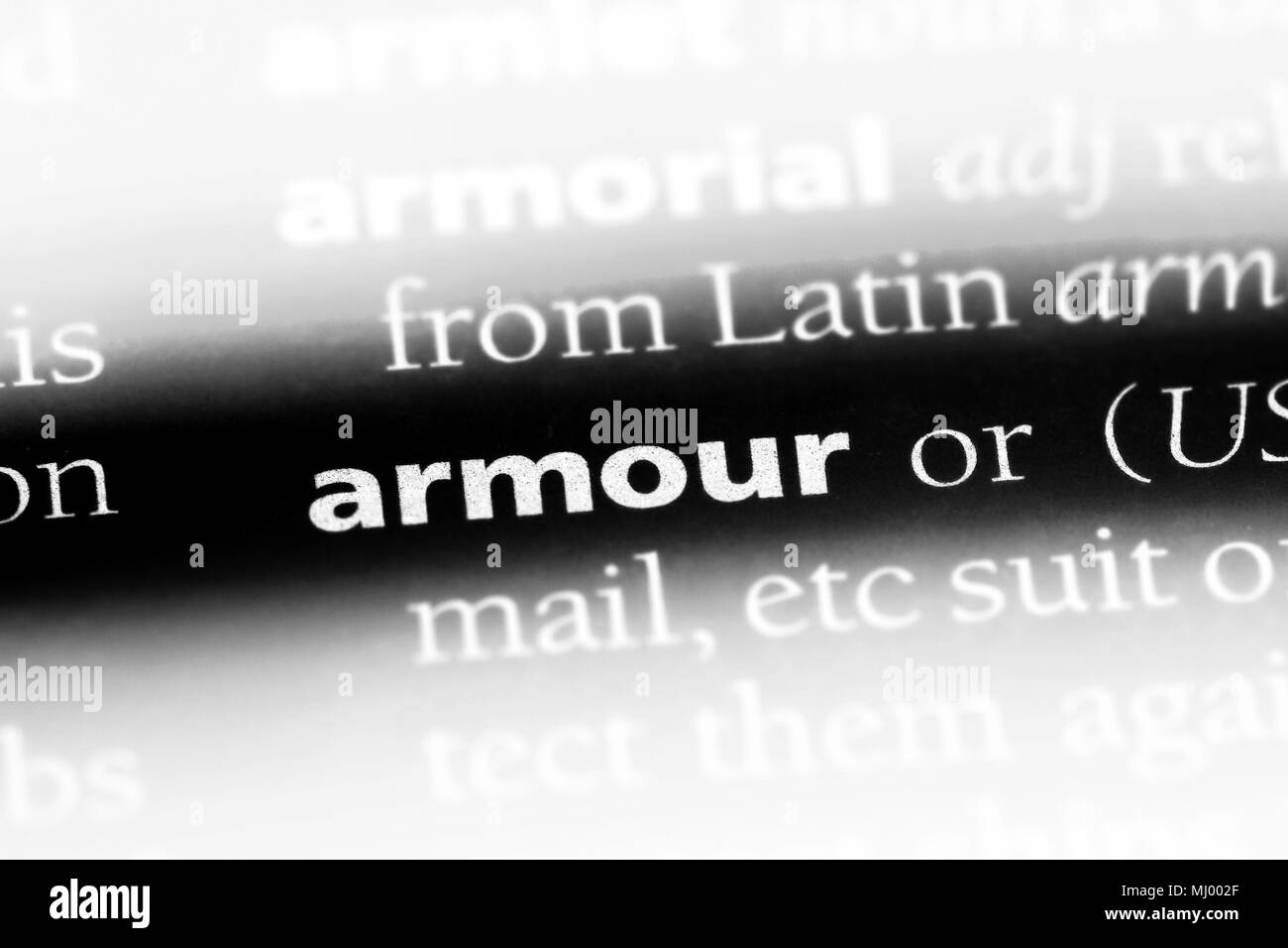 armour word in a dictionary. armour concept Stock Photo Alamy