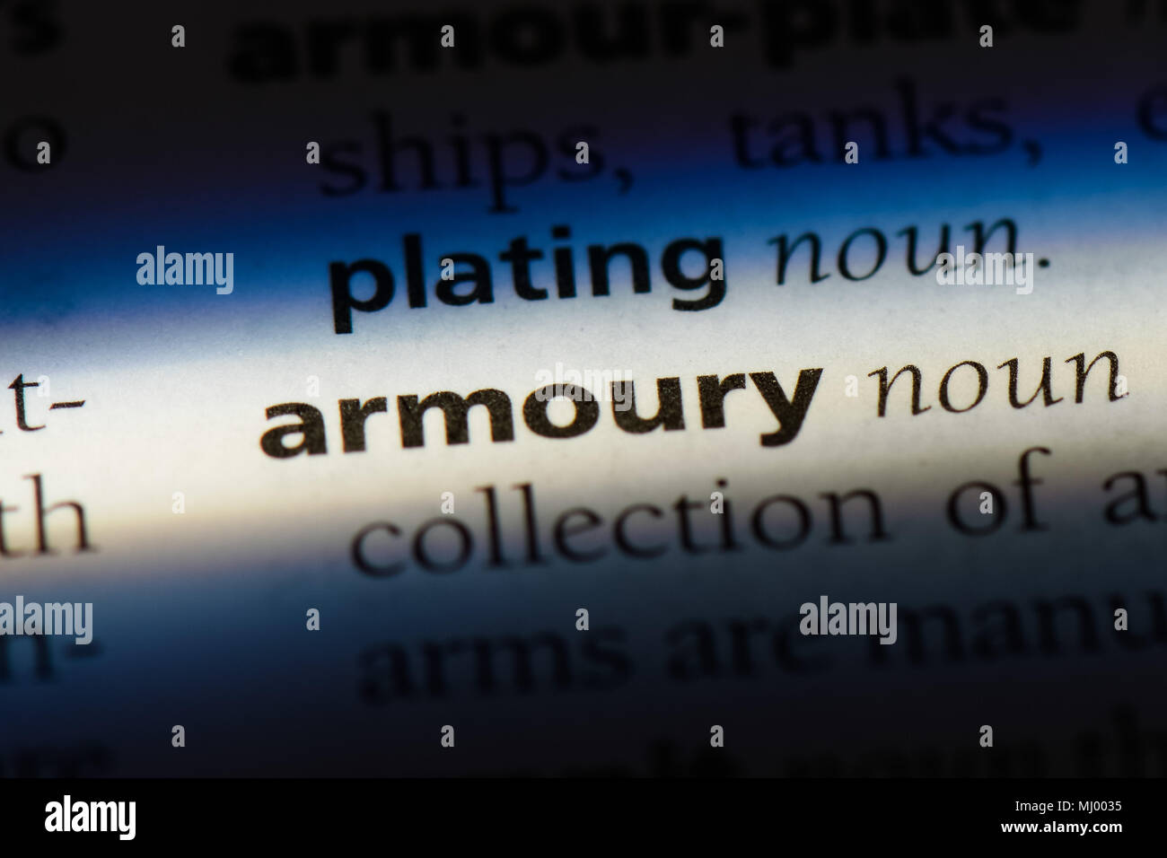 armoury word in a dictionary. armoury concept Stock Photo Alamy