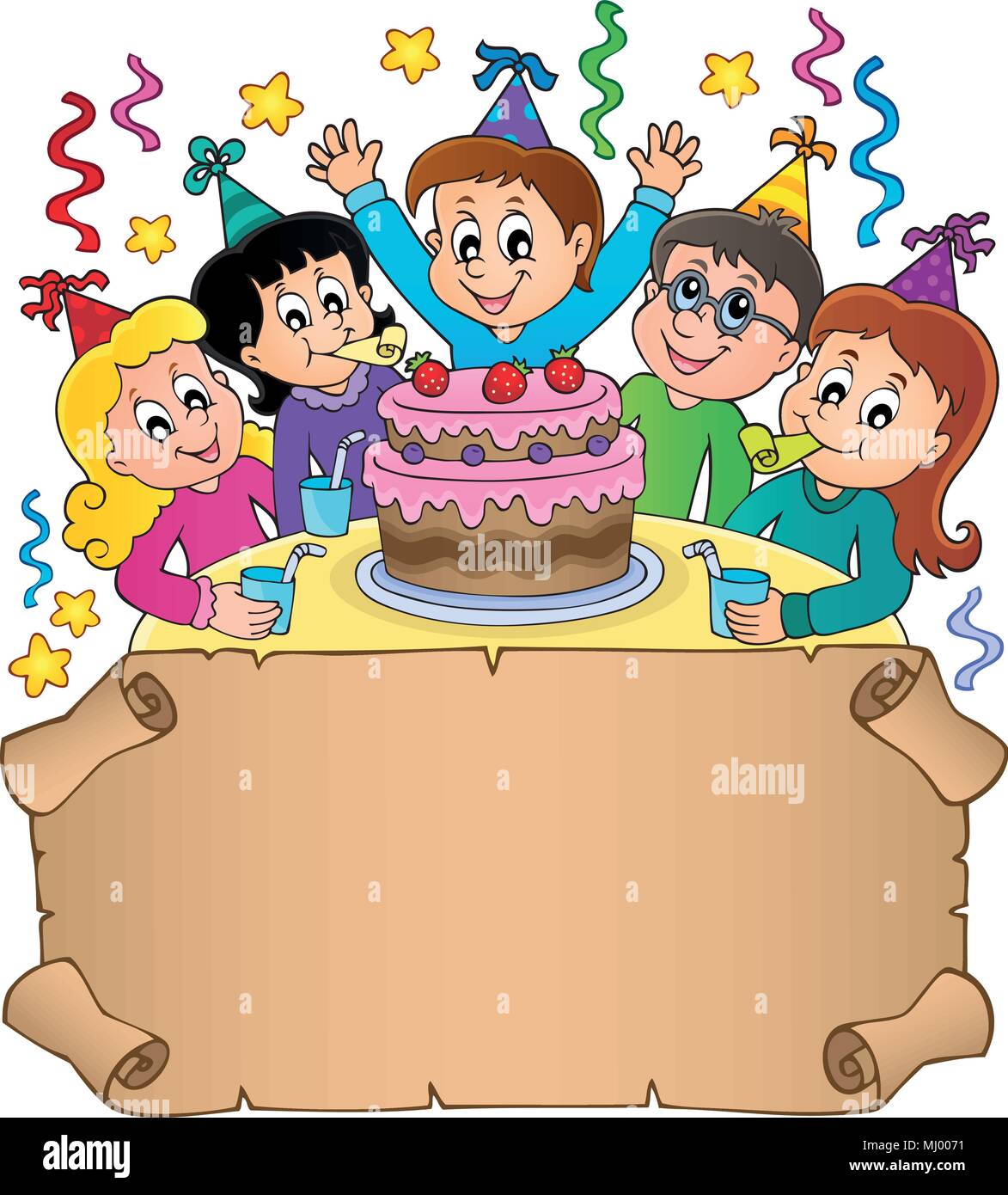 Small parchment with kids party topic 1 - eps10 vector illustration ...
