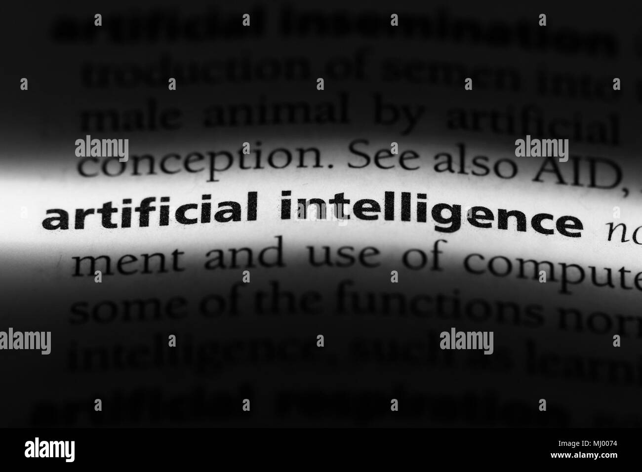 artificial intelligence word in a dictionary. artificial intelligence