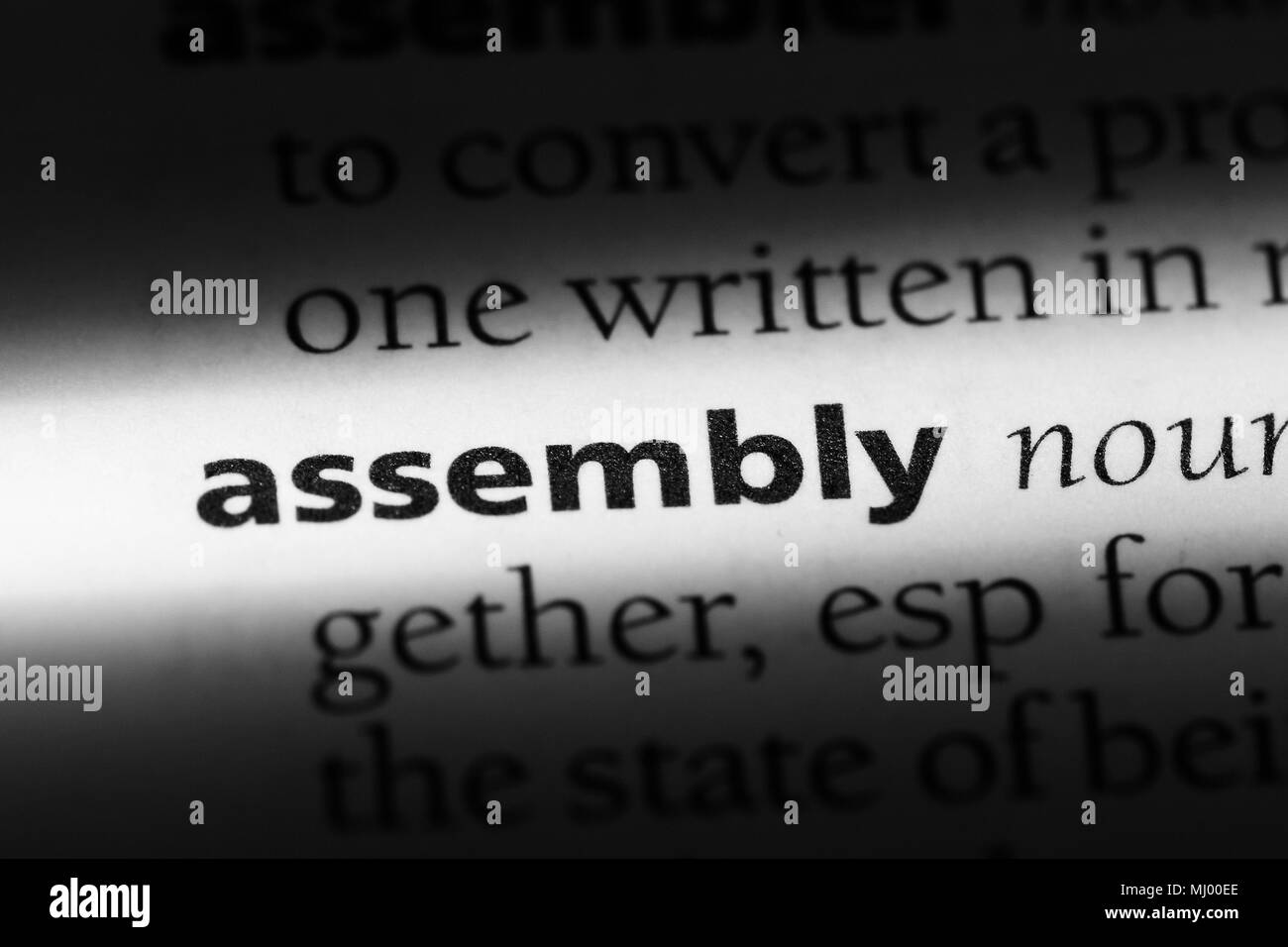 assembly word in a dictionary. assembly concept Stock Photo Alamy