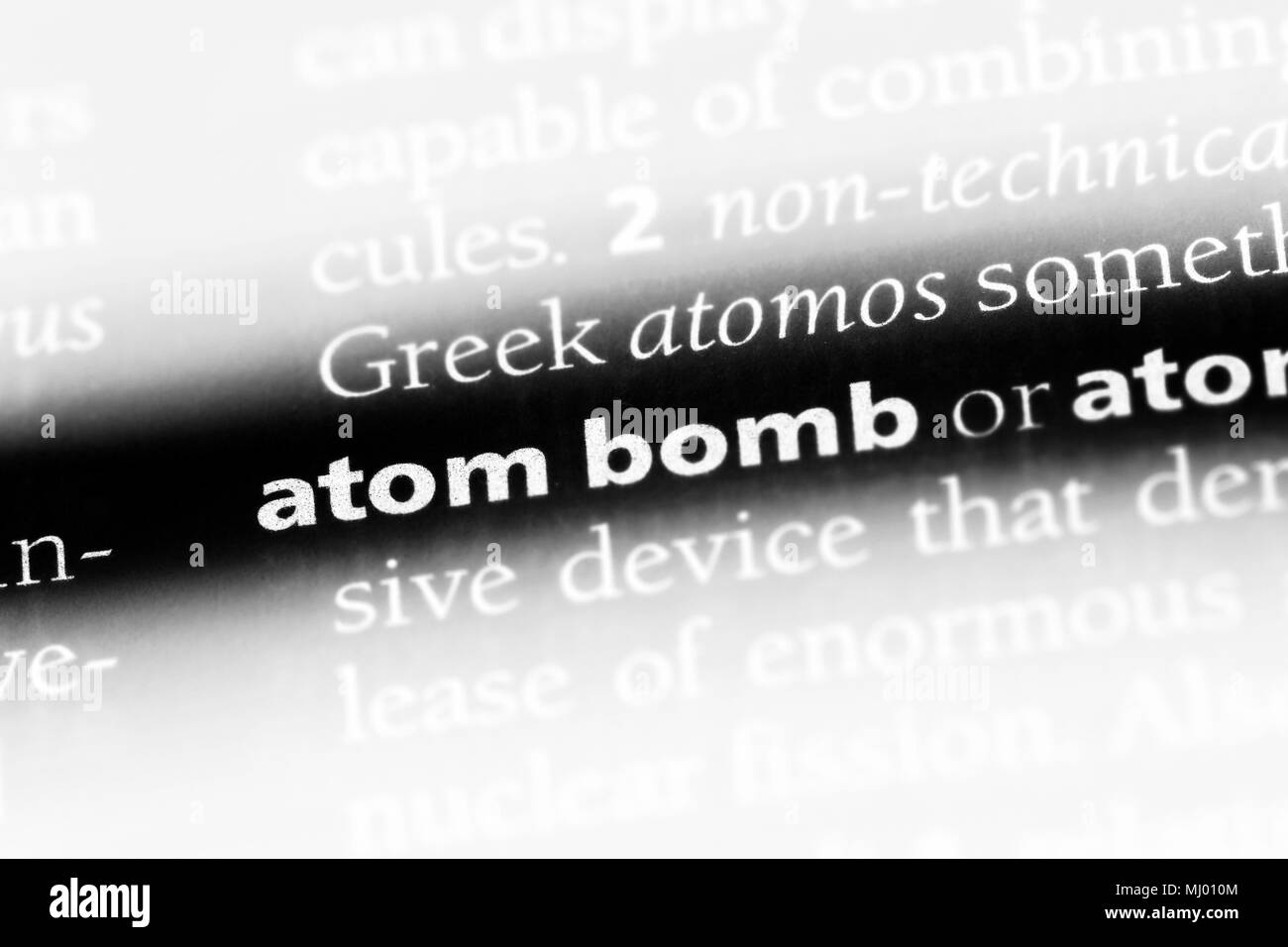 atom bomb word in a dictionary. atom bomb concept Stock Photo Alamy