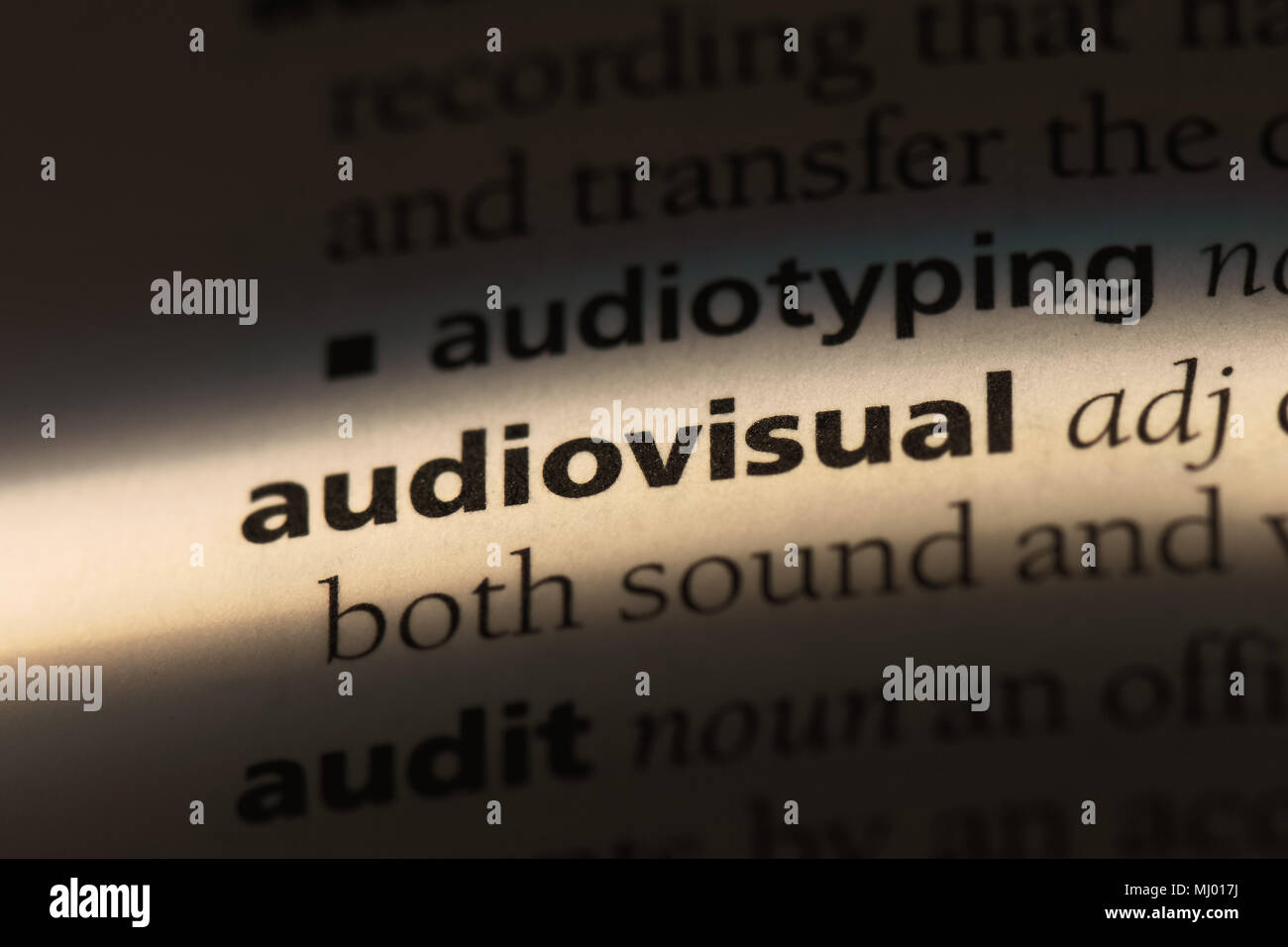 audiovisual word in a dictionary. audiovisual concept Stock Photo Alamy