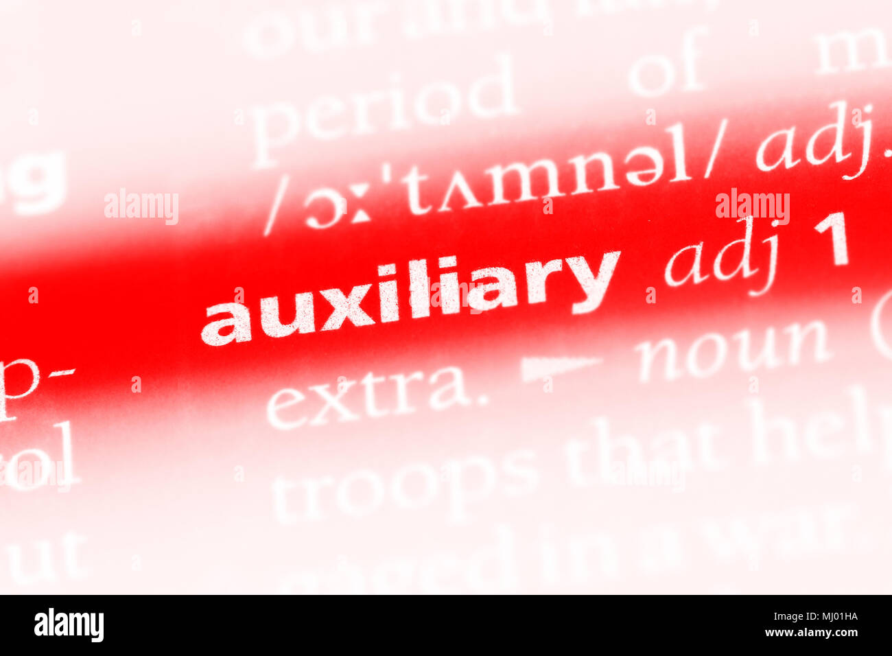 auxiliary word in a dictionary. auxiliary concept Stock Photo - Alamy