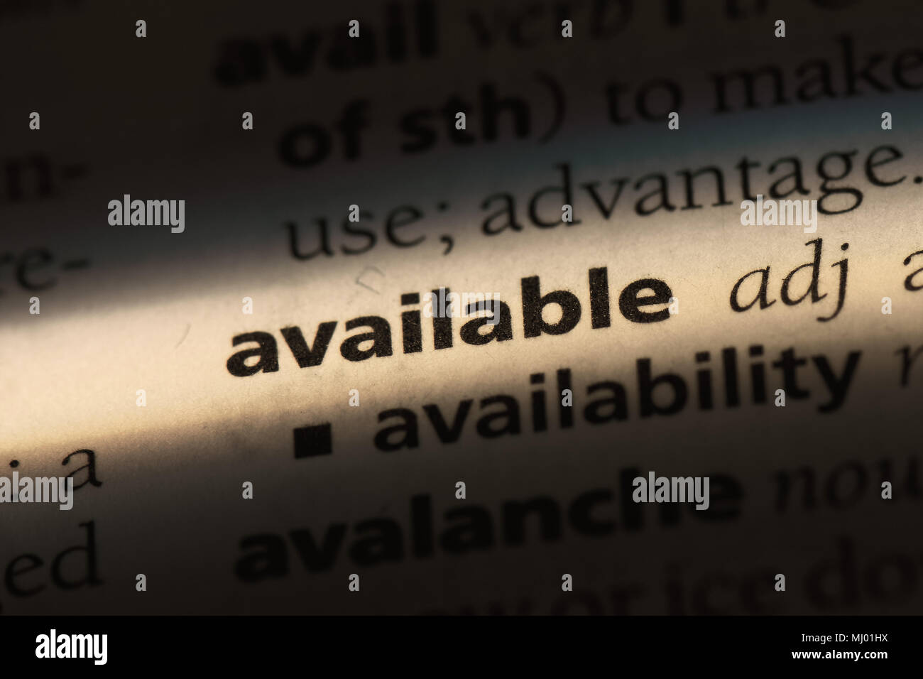 available word in a dictionary. available concept Stock Photo Alamy