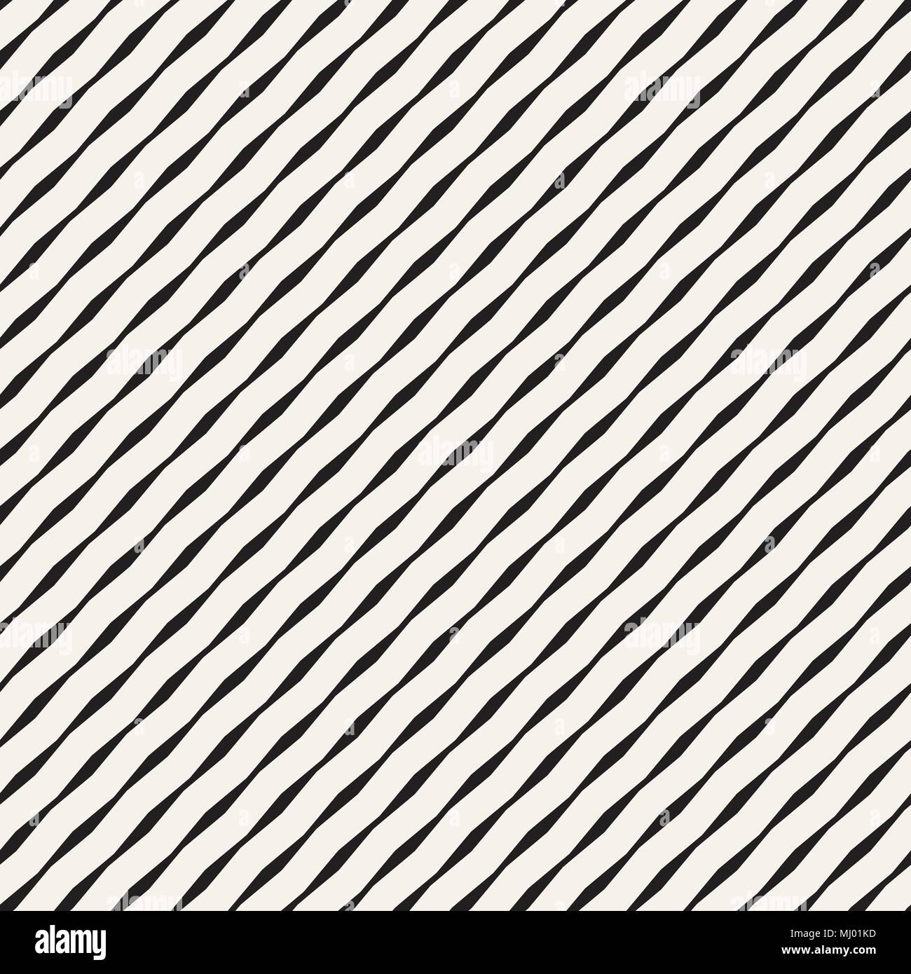 Vector Seamless Black and White Hand Drawn Wavy Lines Simple Pattern ...