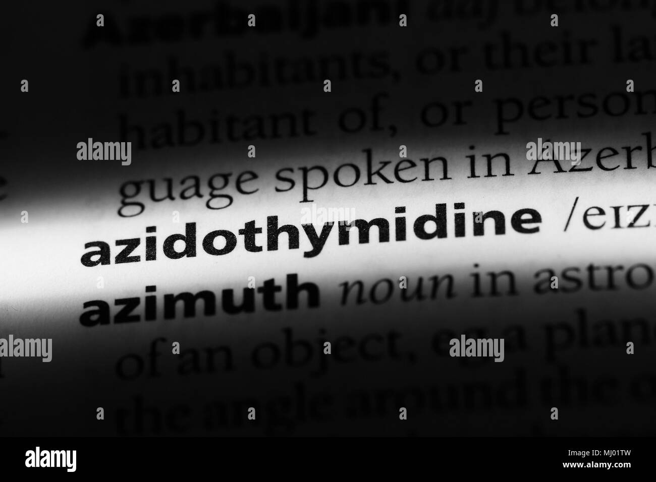 azidothymidine word in a dictionary. azidothymidine concept. Stock Photo