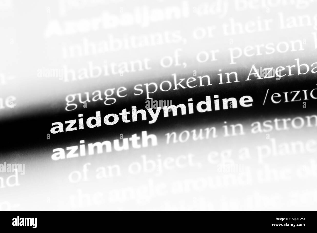 azidothymidine word in a dictionary. azidothymidine concept. Stock Photo