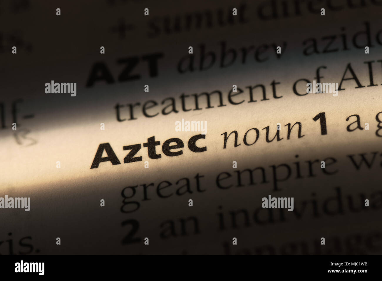 aztec word in a dictionary. aztec concept Stock Photo - Alamy