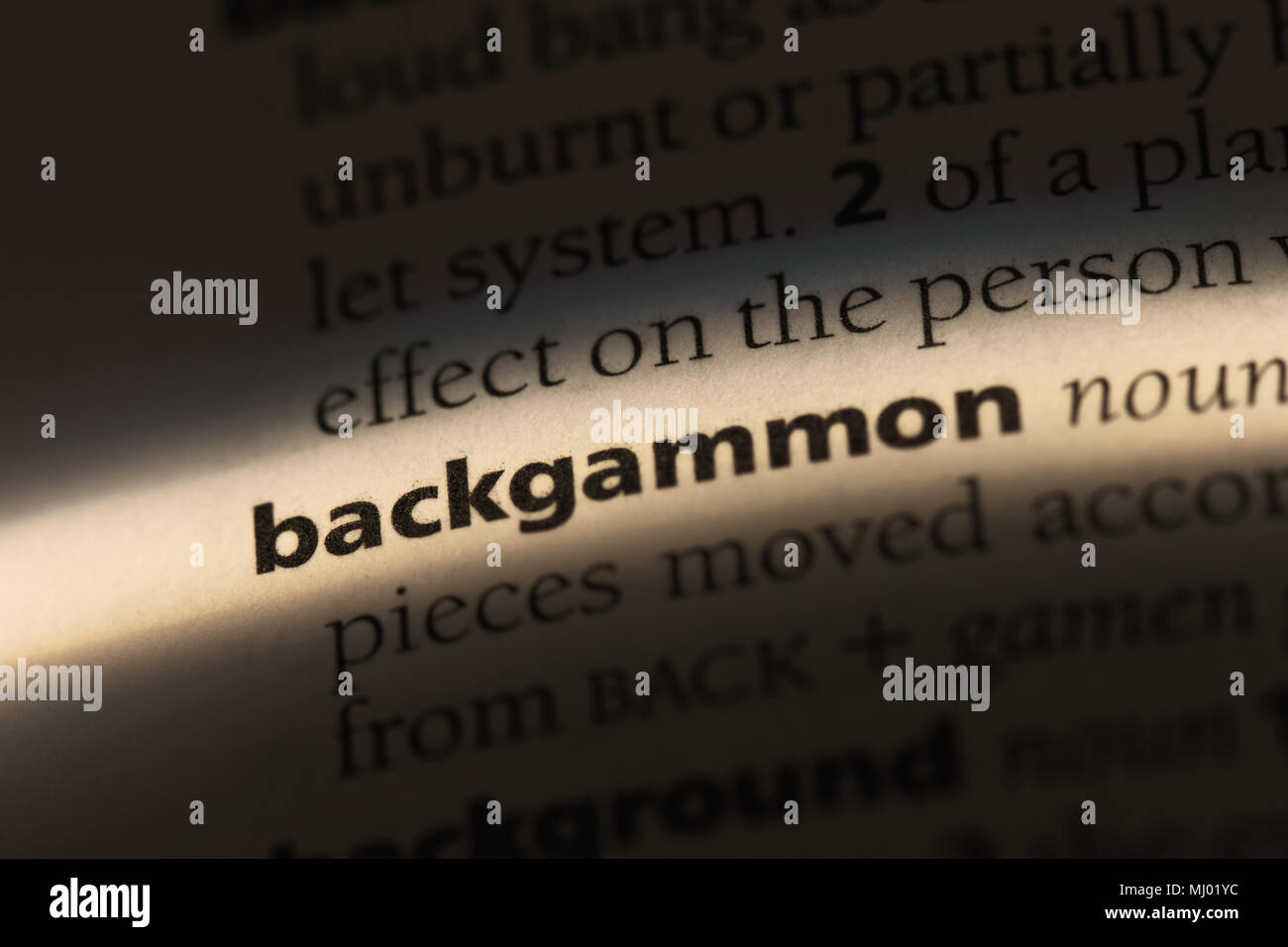 backgammon word in a dictionary. backgammon concept Stock Photo Alamy