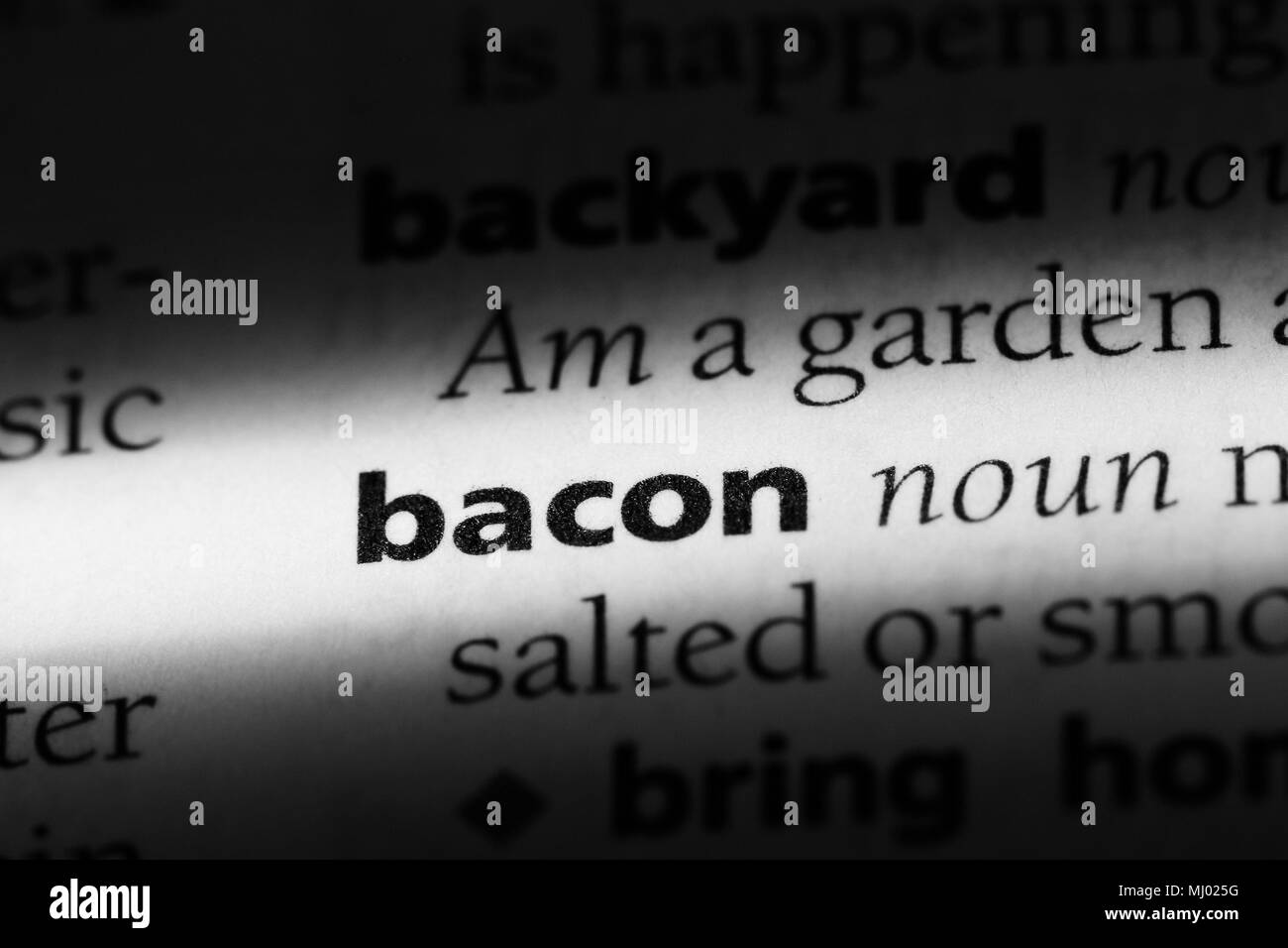 bacon word in a dictionary. bacon concept Stock Photo Alamy