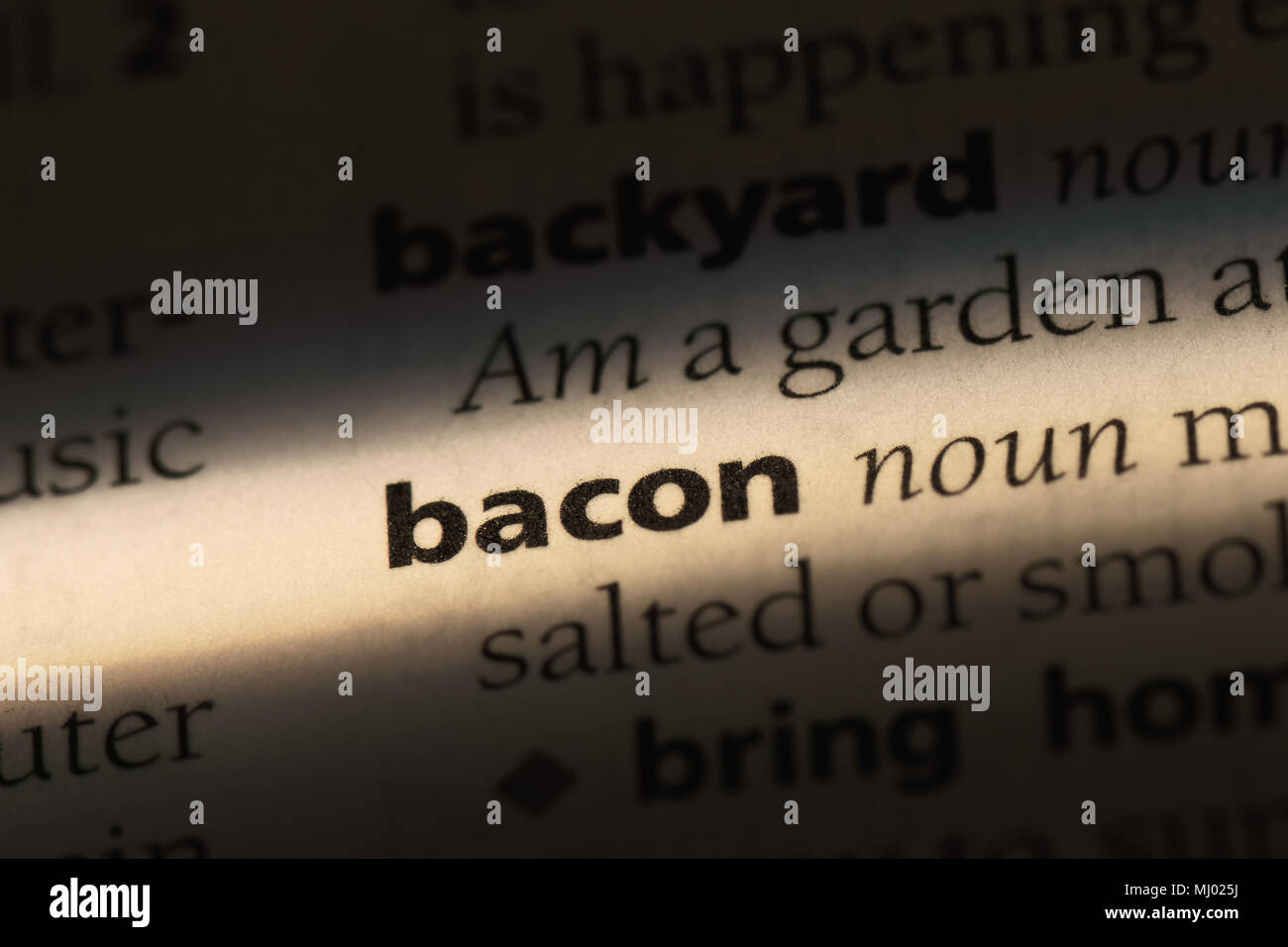 bacon word in a dictionary. bacon concept Stock Photo Alamy