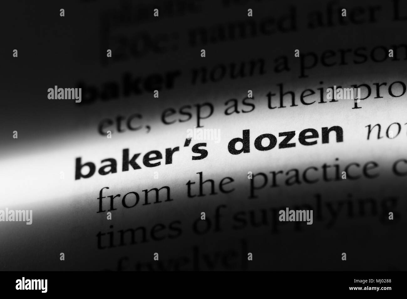 baker's dozen word in a dictionary. baker's dozen concept Stock Photo