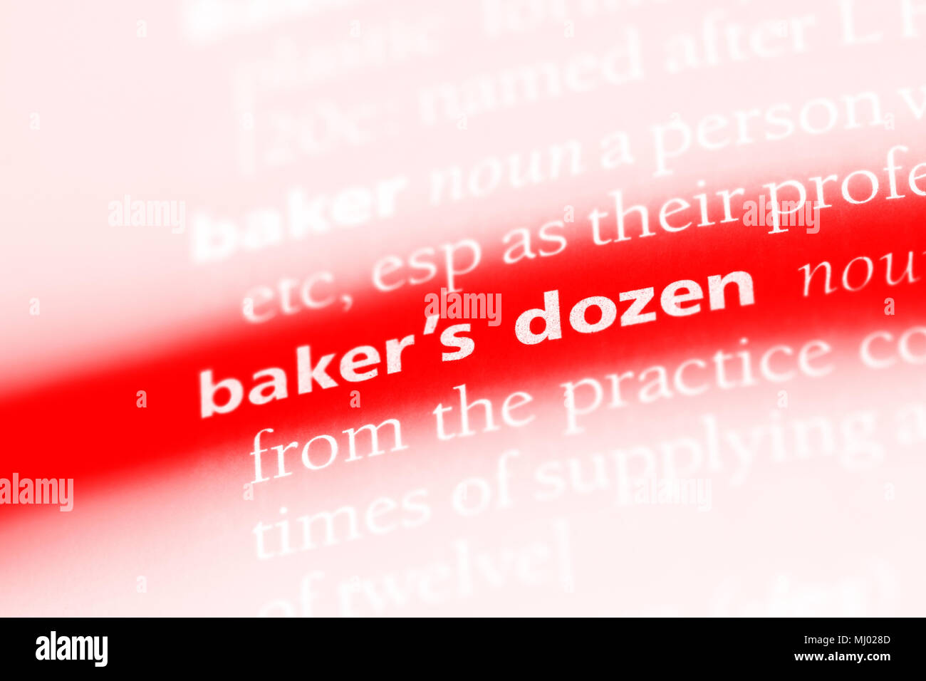 baker's dozen word in a dictionary. baker's dozen concept Stock Photo