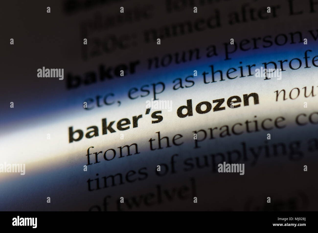 baker's dozen word in a dictionary. baker's dozen concept Stock Photo