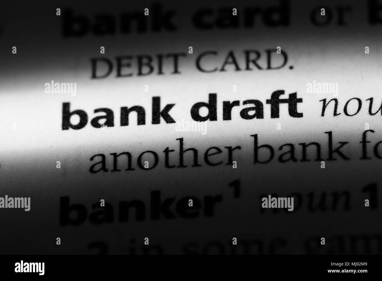 bank draft word in a dictionary. bank draft concept Stock Photo Alamy