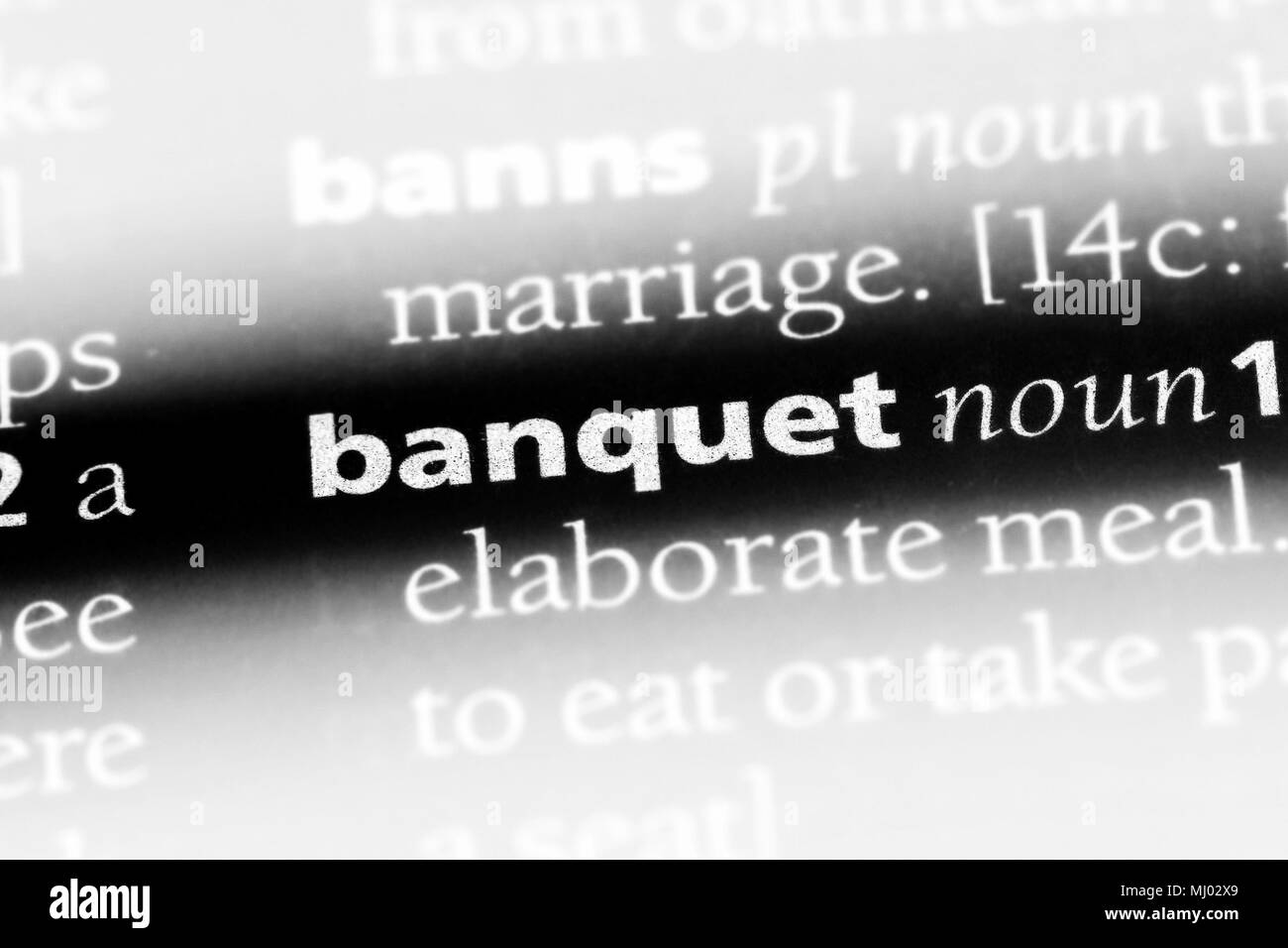 banquet word in a dictionary. banquet concept Stock Photo Alamy