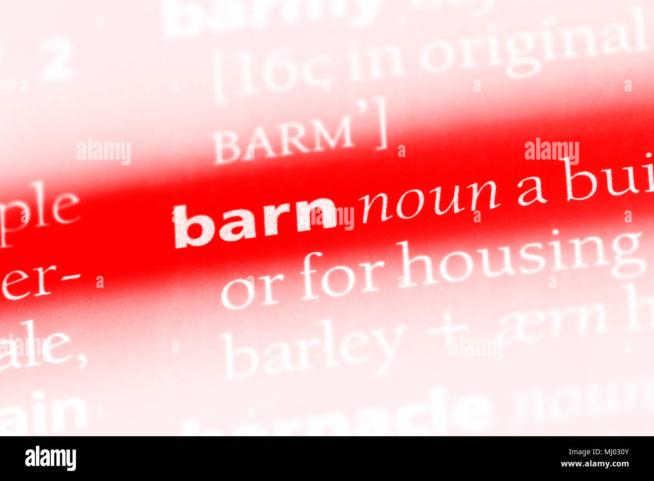 barn word in a dictionary. barn concept Stock Photo - Alamy