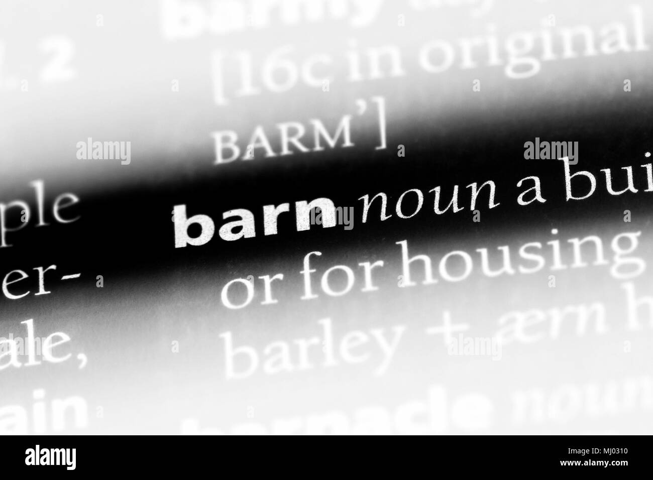 barn word in a dictionary. barn concept Stock Photo Alamy